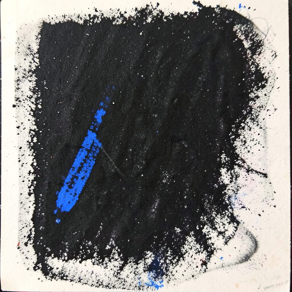 Moody charcoal sketch of the Almere skyline at dusk, deep navy and slate tones with a hint of teal horizon glow, calm and journalistic in feel